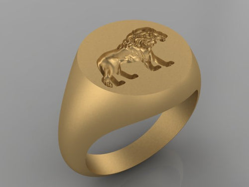 Courage - Lion Engraved Signet Ring - philologa